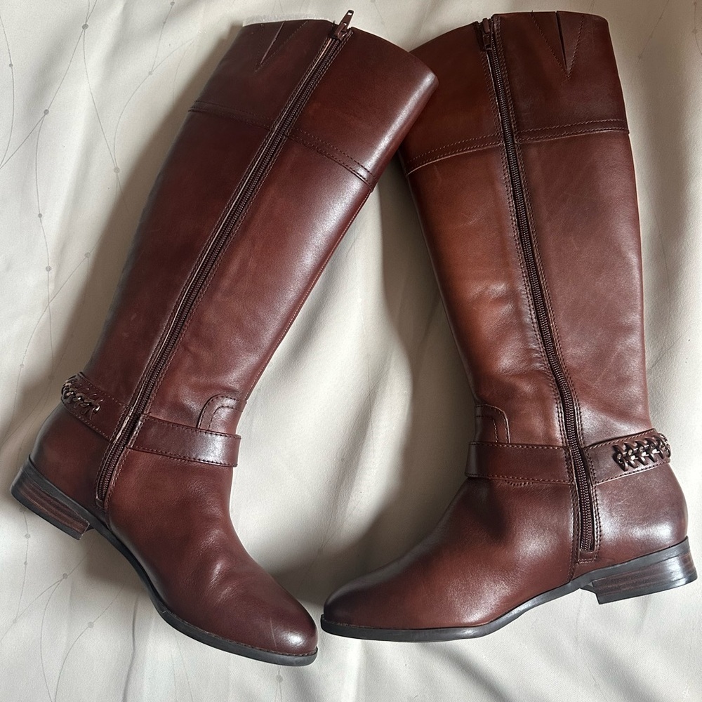 Alex Marie Brown Over the Knee Boots with Equestrian Design - Picture 4 of 12